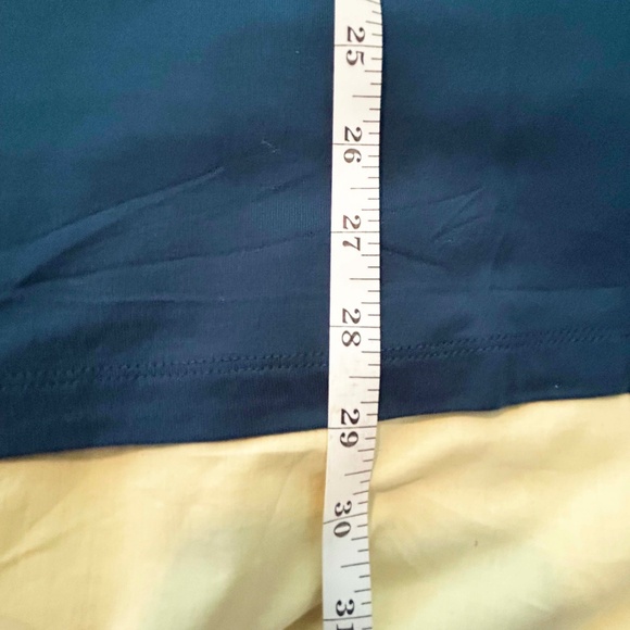 TOP, MOCK NECK, SCARABE (Blue), SIZE 3X, SHORT SLEEVES, STRETCH FABRIC, MICHEL - Picture 7 of 9
